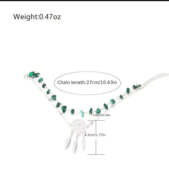 Hollow Dreamcatcher Irregular Green Turquoise AnkletSummer Beach Foot chain - Picture 5 of 9